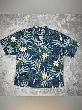 Tommy Bahama Hawaiian Button Up Shirt 100% Silk Original Fit Mens Sz XLarge